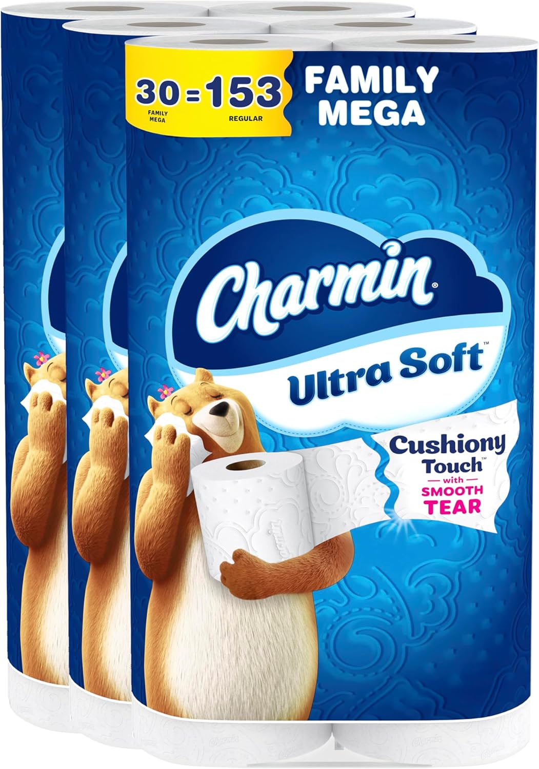 Charmin Ultra Soft Cushiony Touch Toilet Paper, 24 Family Mega Rolls = 123 Regular Rolls