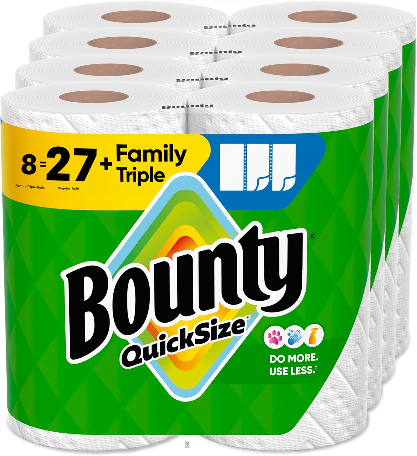 Bounty Quick-Size Paper Towels, White, 12 Family Rolls = 30 Regular Rolls