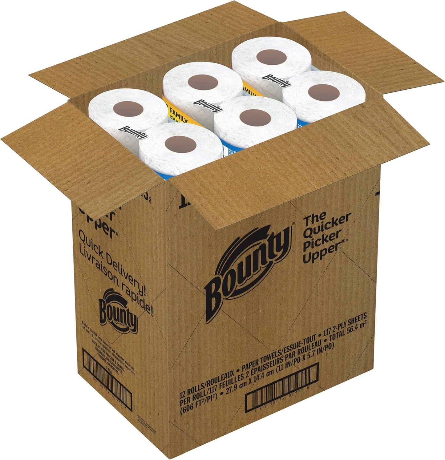 Bounty Quick Size Paper Towels, White, 8 Family Rolls = 20 Regular Rolls
