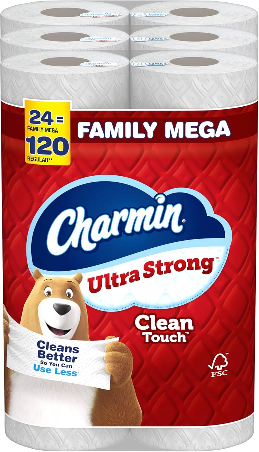 Charmin Ultra Strong Clean Touch Toilet Paper, 18 Family Mega Rolls = 90 Regular Rolls