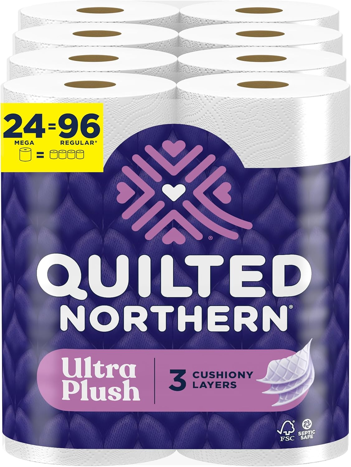 Quilted Northern Ultra Plush Toilet Paper, 18 Mega Rolls = 72 Regular Rolls, 3X Thicker*, 3 Ply Soft Toilet Tissue
