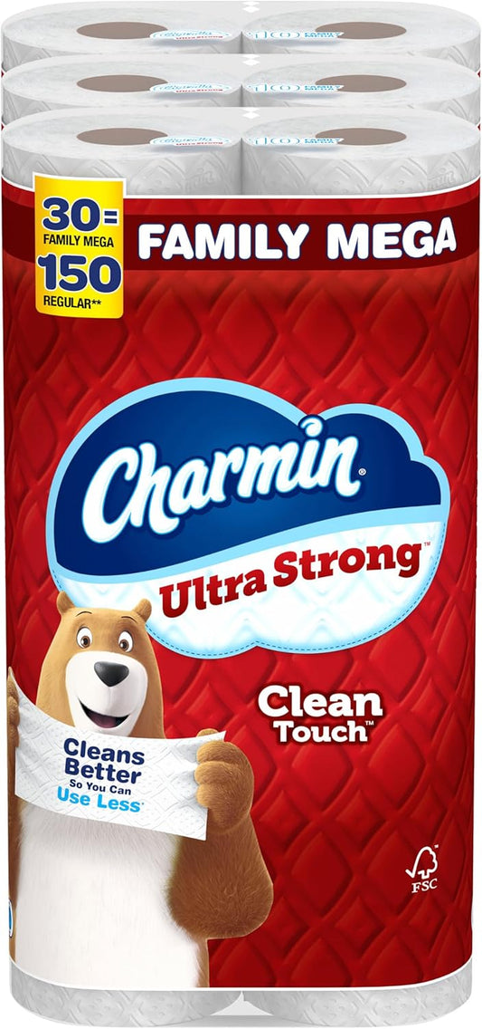 Charmin Ultra Strong Clean Touch Toilet Paper, 24 Family Mega Rolls = 120 Regular Rolls