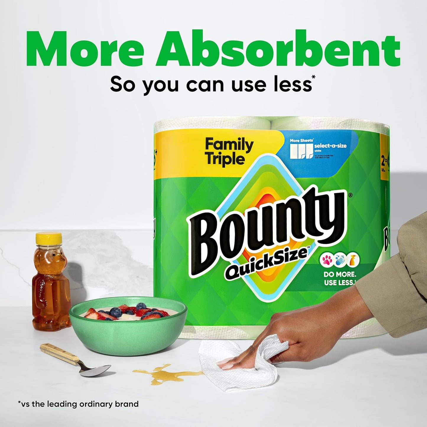 Bounty Quick-Size Paper Towels, White, 12 Family Rolls = 30 Regular Rolls