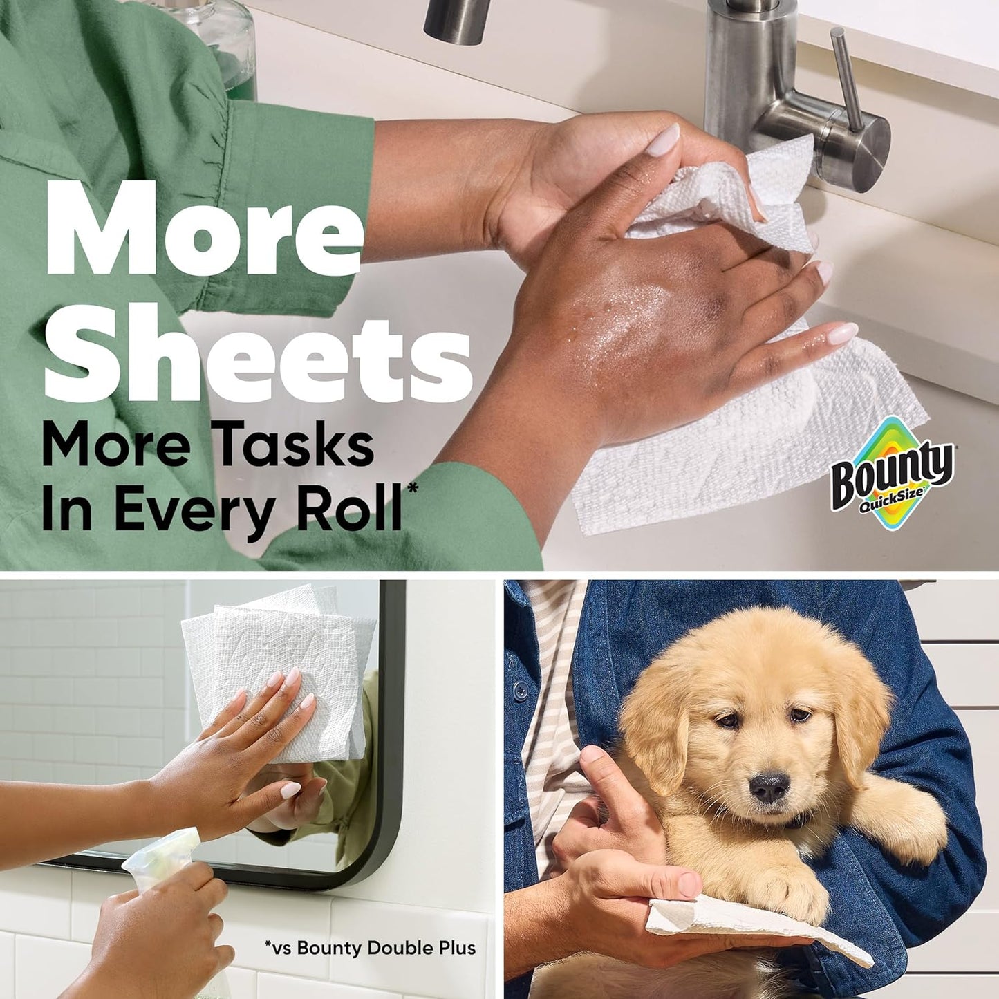 Bounty Quick-Size Paper Towels, White, 12 Family Rolls = 30 Regular Rolls