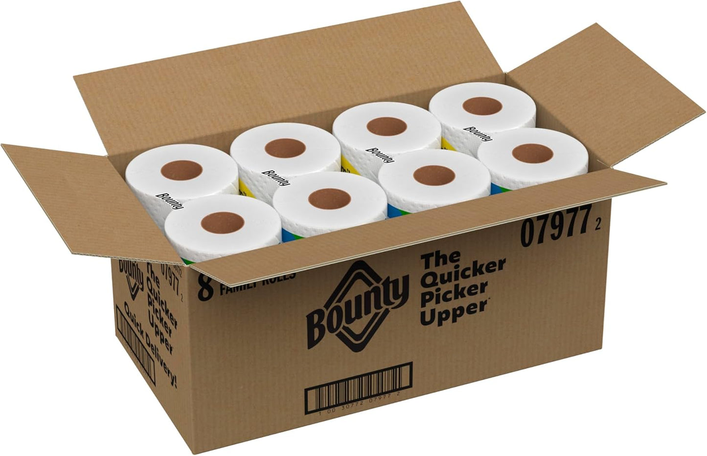 Bounty Quick-Size Paper Towels, White, 12 Family Rolls = 30 Regular Rolls