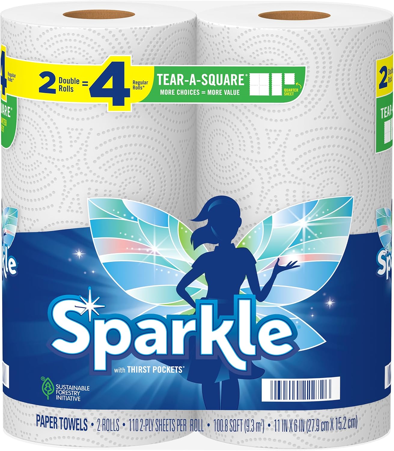 Sparkle Pick-A-Size Paper Towels, 24 Double Rolls = 48 Regular Rolls, Everyday Value Paper Towel with Full and Half Sheets