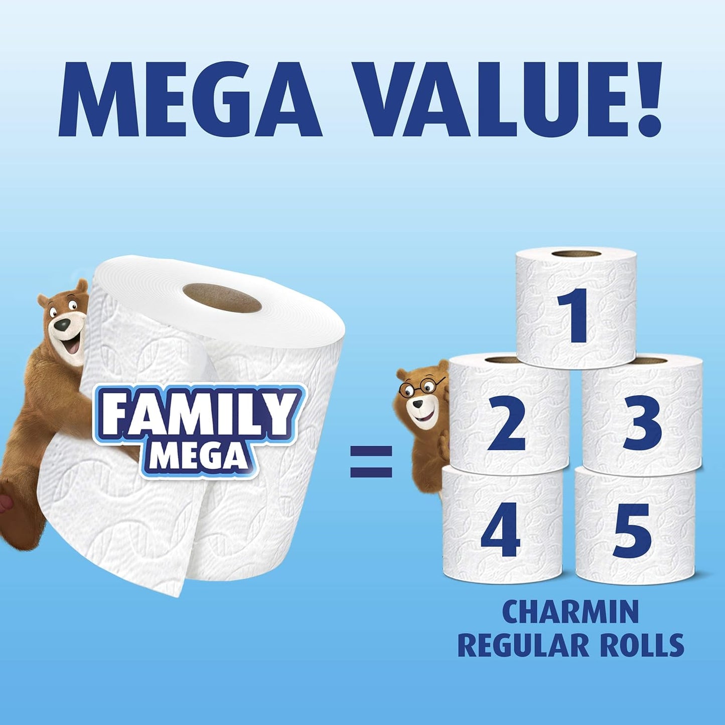 Charmin Ultra Strong Clean Touch Toilet Paper, 18 Family Mega Rolls = 90 Regular Rolls