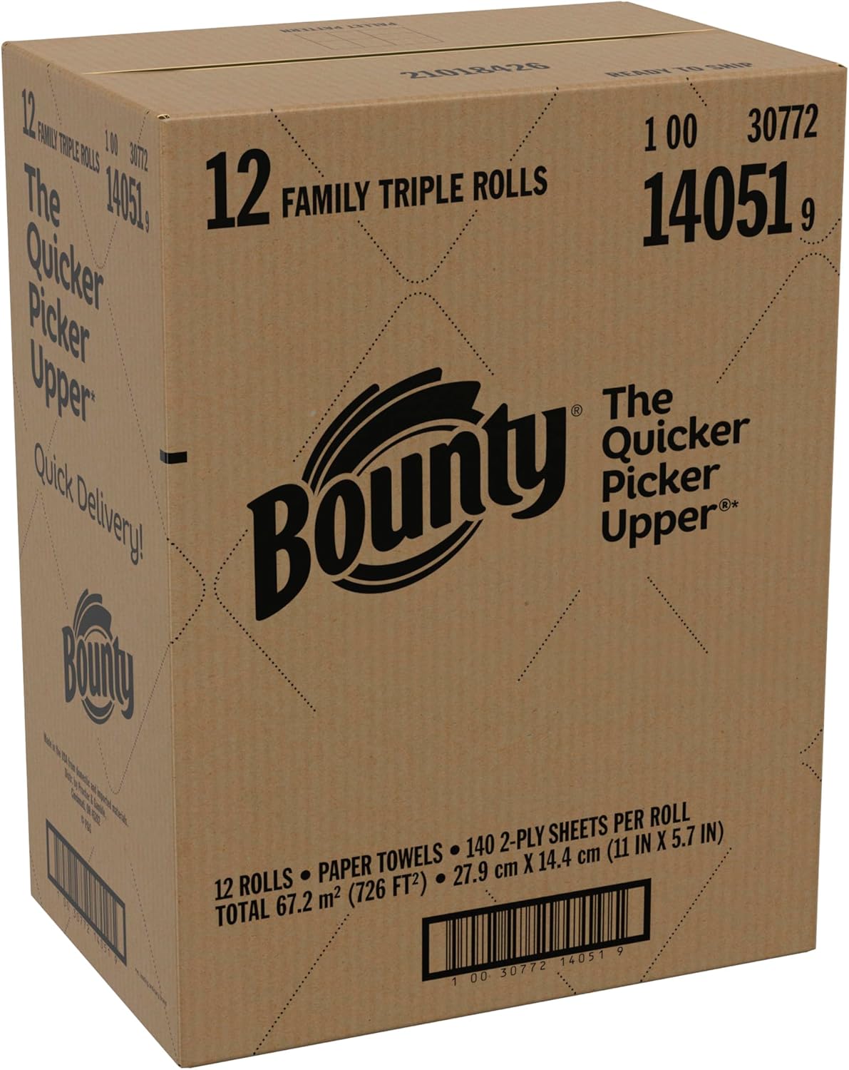 Bounty Quick-Size Paper Towels, White, 12 Family Rolls = 30 Regular Rolls