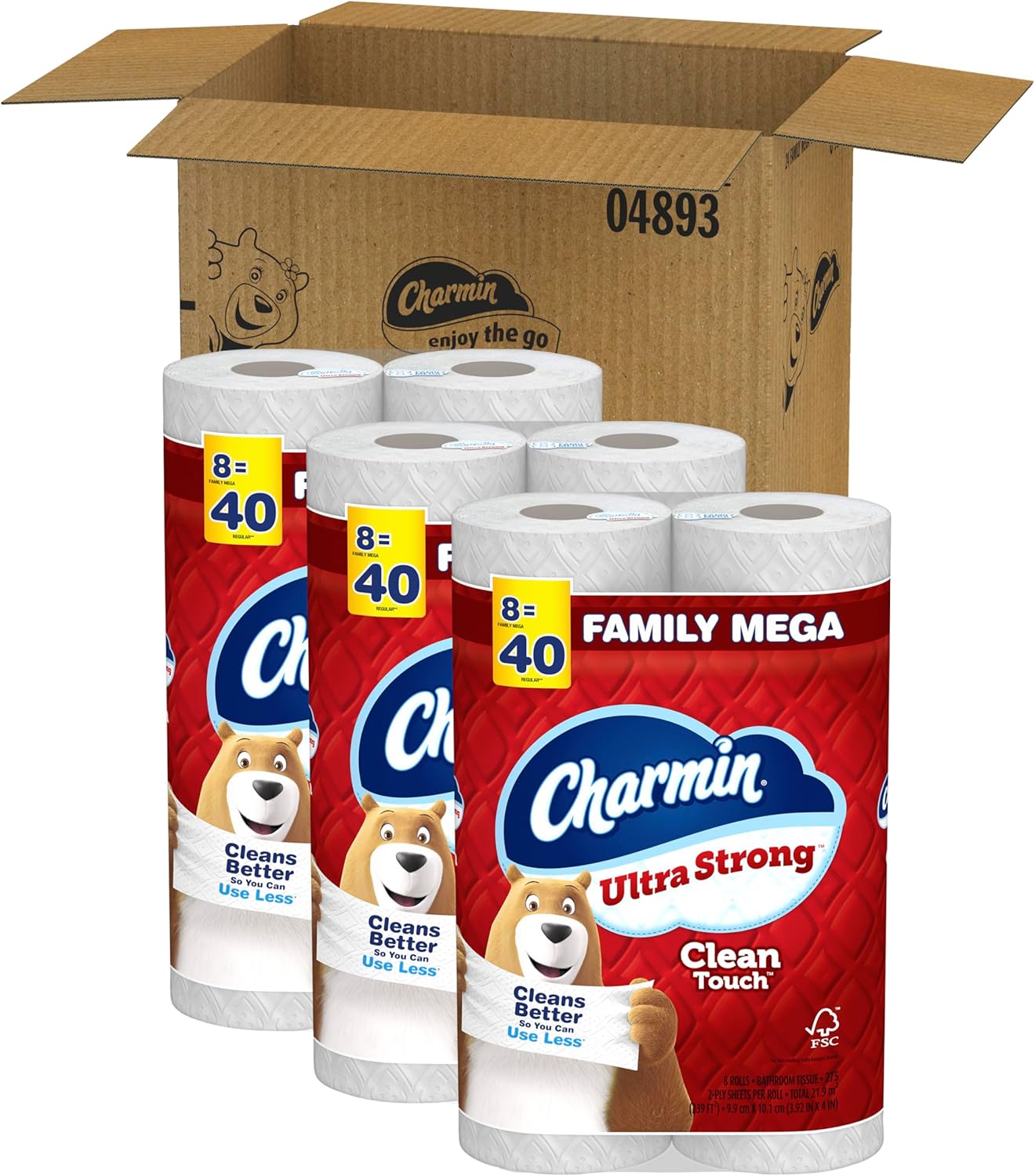 Charmin Ultra Strong Clean Touch Toilet Paper, 18 Family Mega Rolls = 90 Regular Rolls