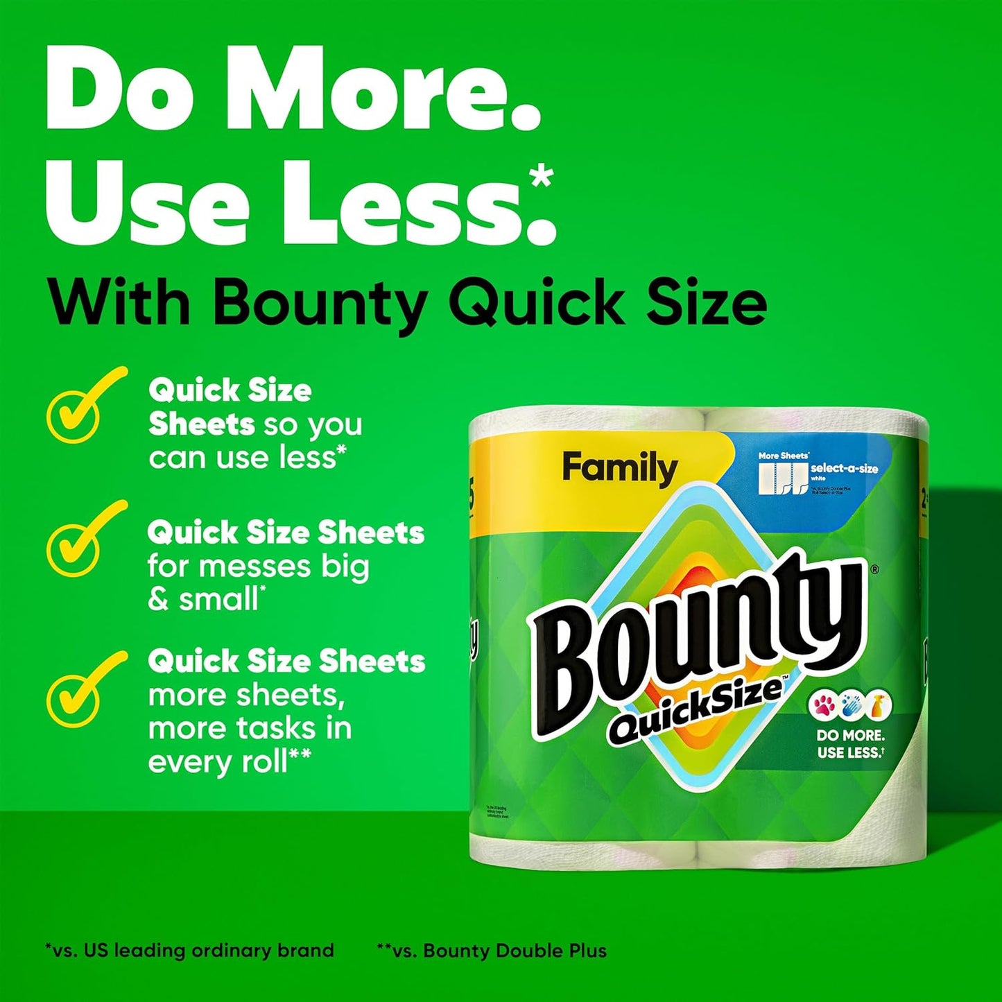 Bounty Quick-Size Paper Towels, White, 12 Family Rolls = 30 Regular Rolls