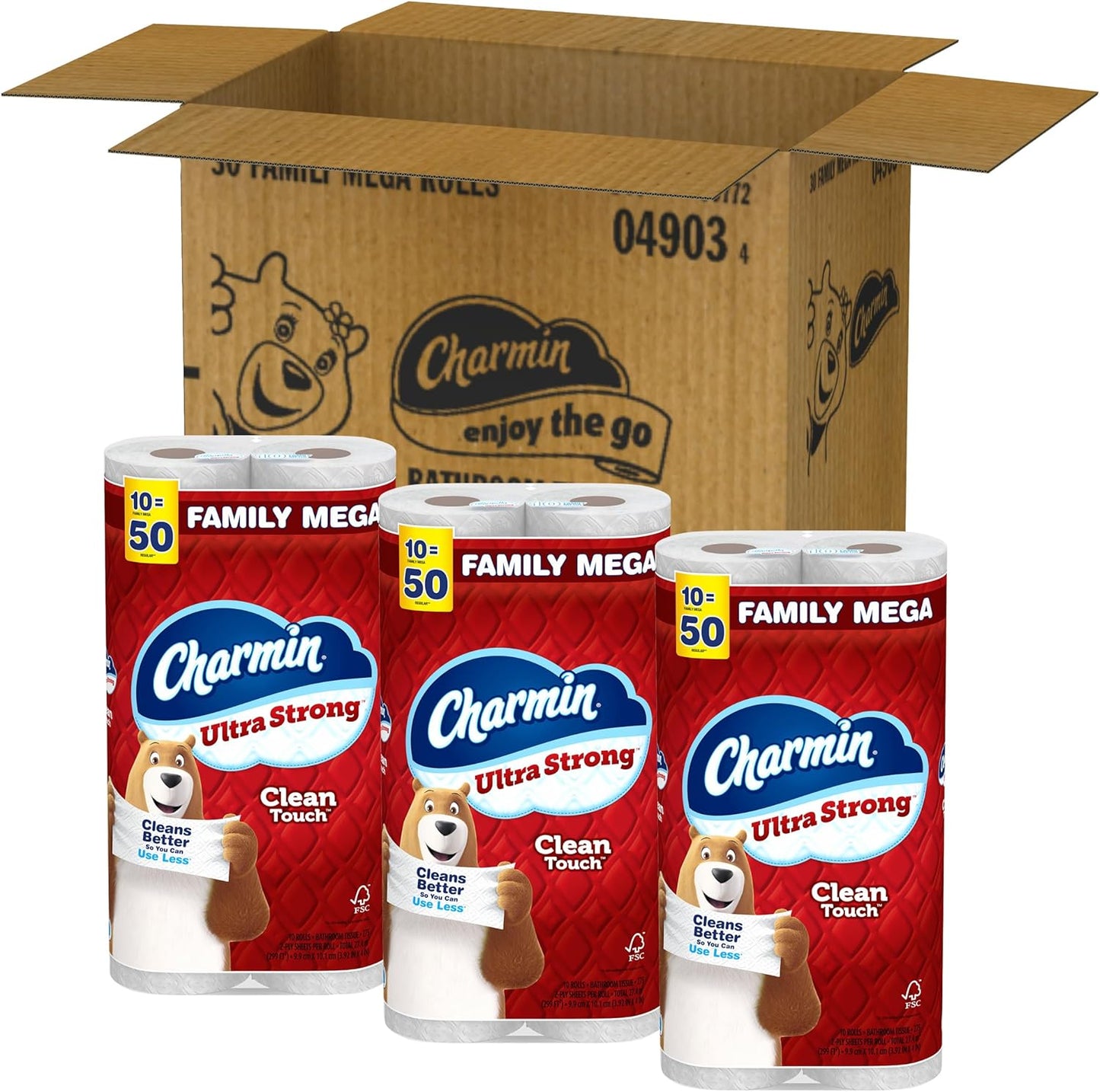 Charmin Ultra Strong Clean Touch Toilet Paper, 18 Family Mega Rolls = 90 Regular Rolls