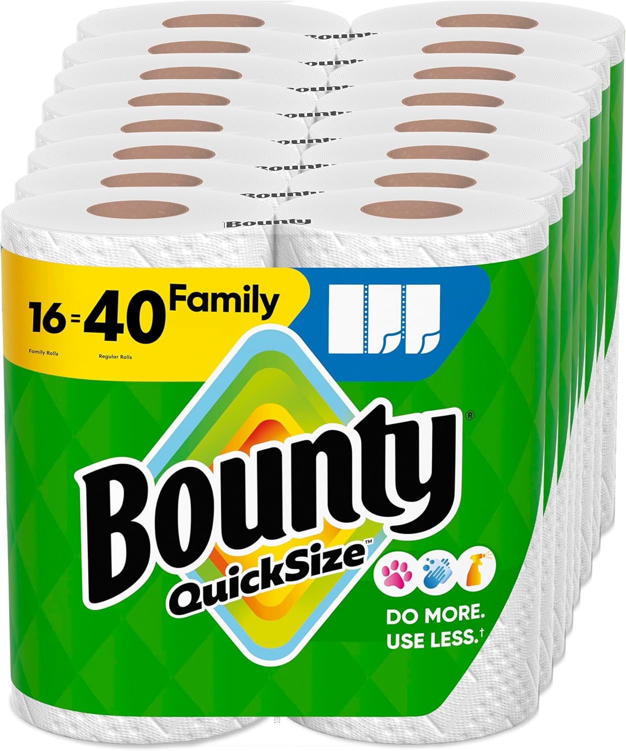 Bounty Quick-Size Paper Towels, White, 12 Family Rolls = 30 Regular Rolls