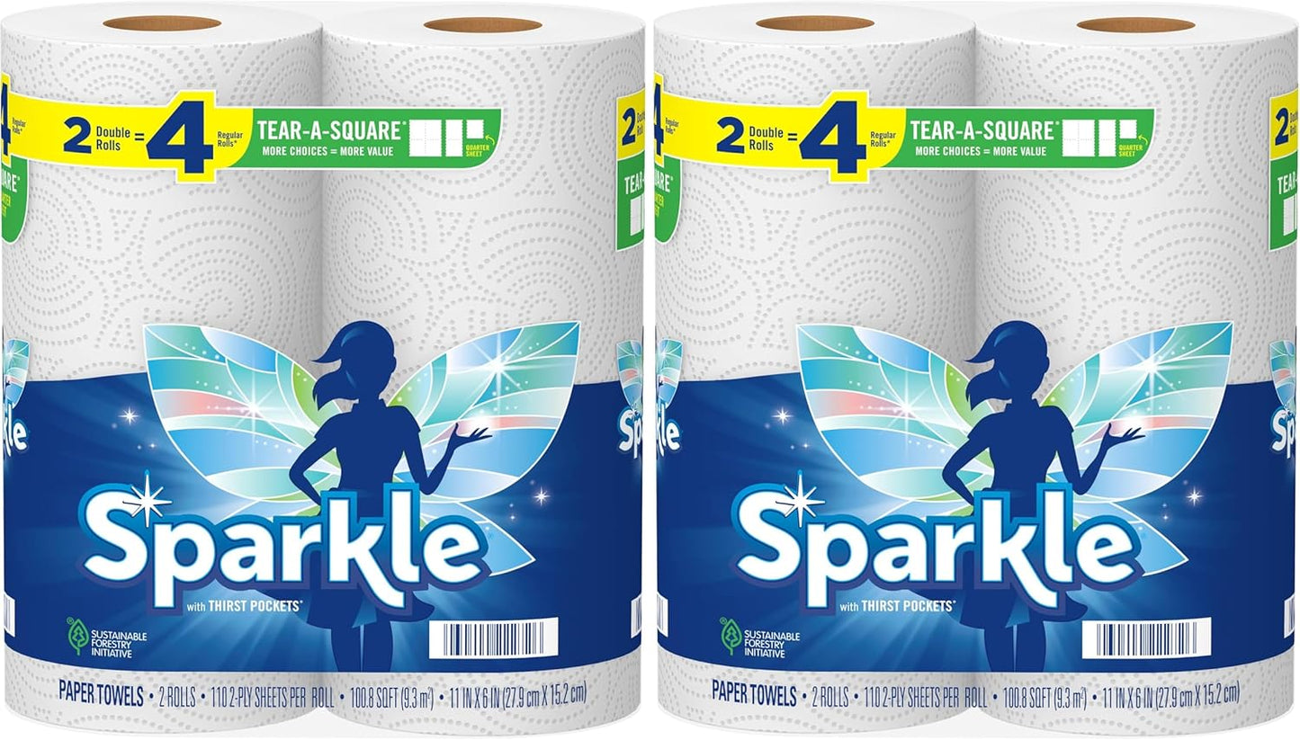 Sparkle Pick-A-Size Paper Towels, 24 Double Rolls = 48 Regular Rolls, Everyday Value Paper Towel with Full and Half Sheets