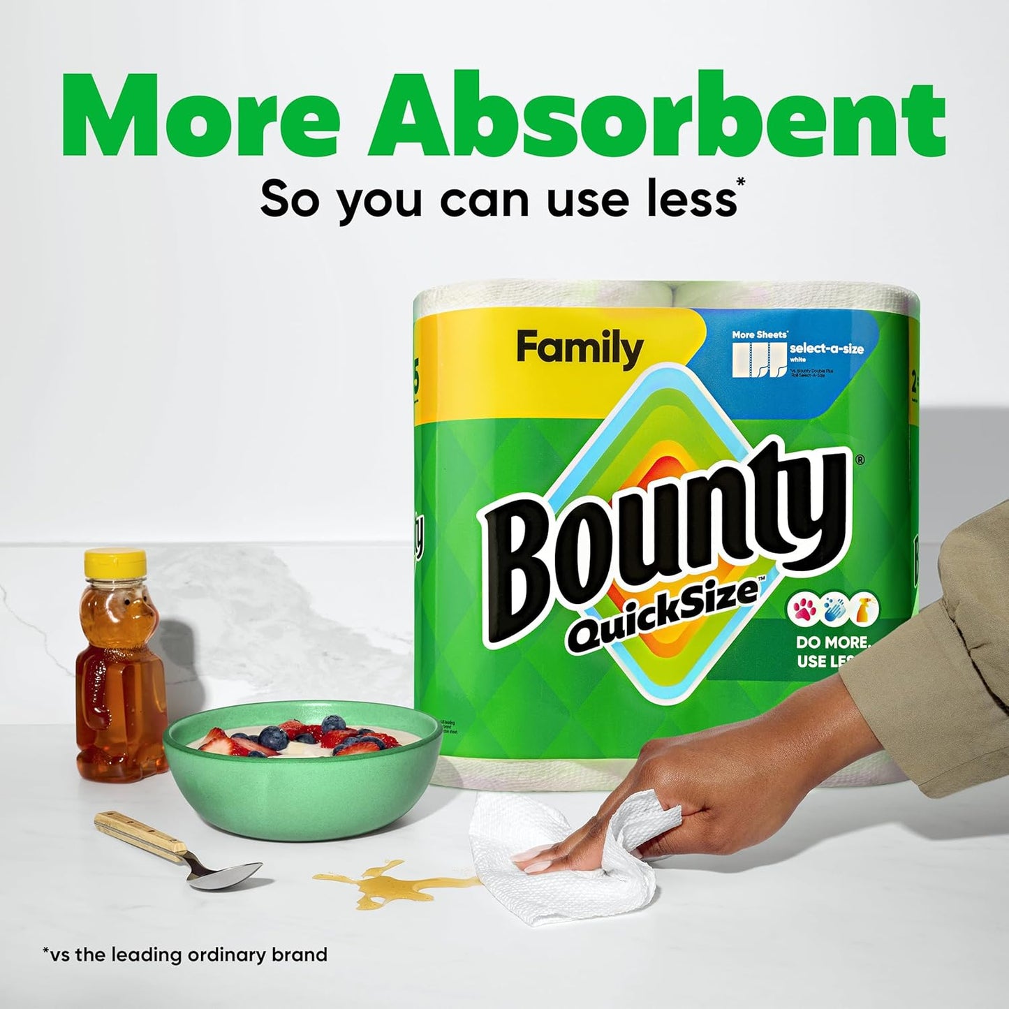 Bounty Quick-Size Paper Towels, White, 12 Family Rolls = 30 Regular Rolls