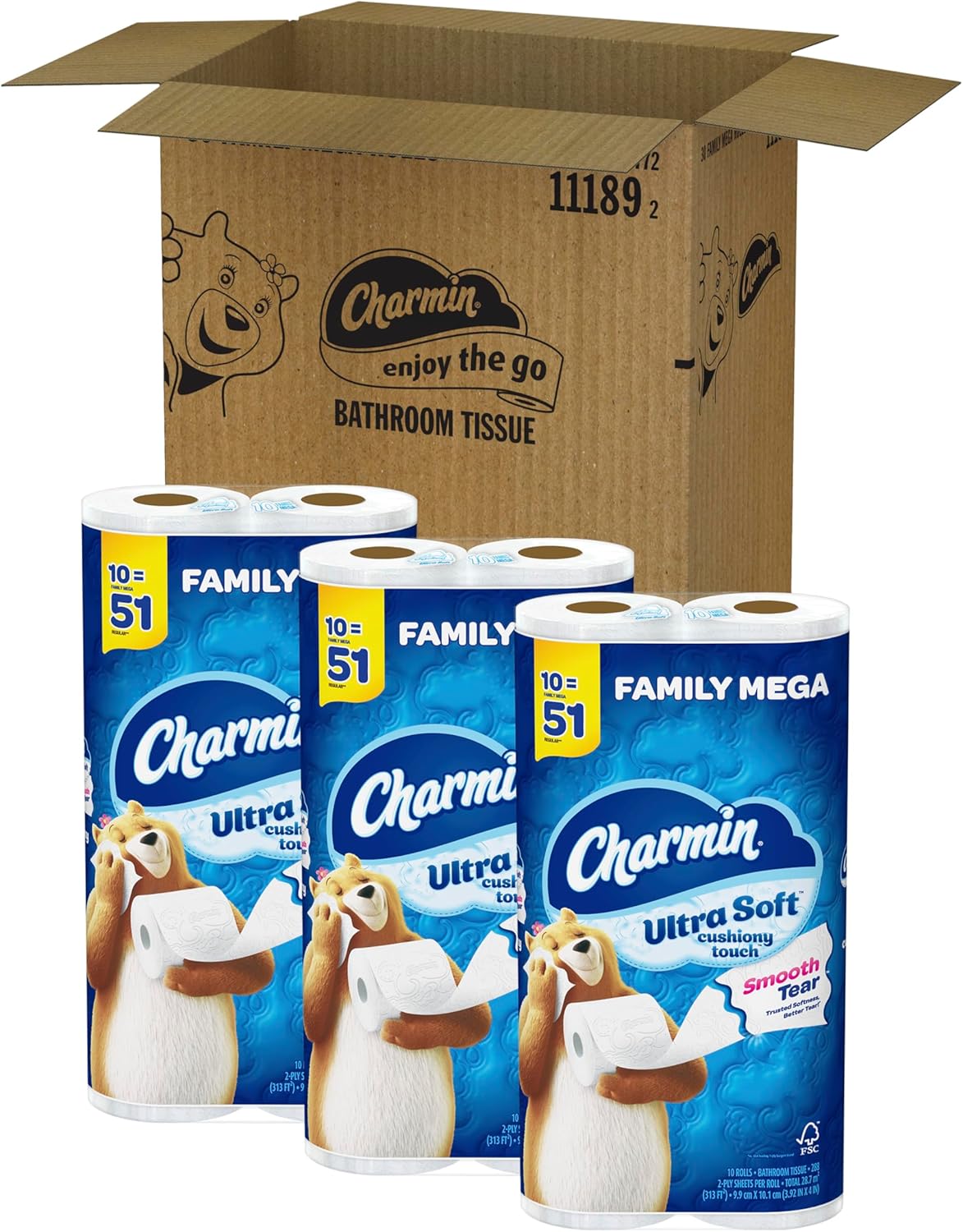 Charmin Ultra Soft Cushiony Touch Toilet Paper, 24 Family Mega Rolls = 123 Regular Rolls