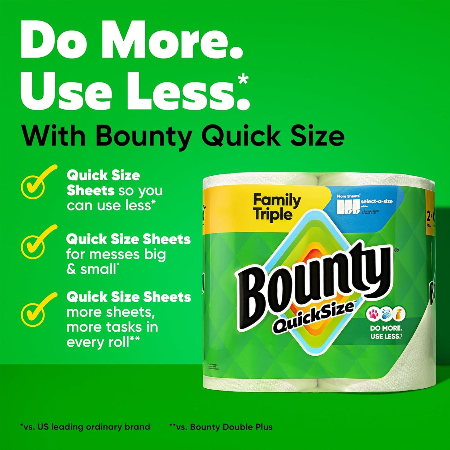 Bounty Quick-Size Paper Towels, White, 12 Family Rolls = 30 Regular Rolls