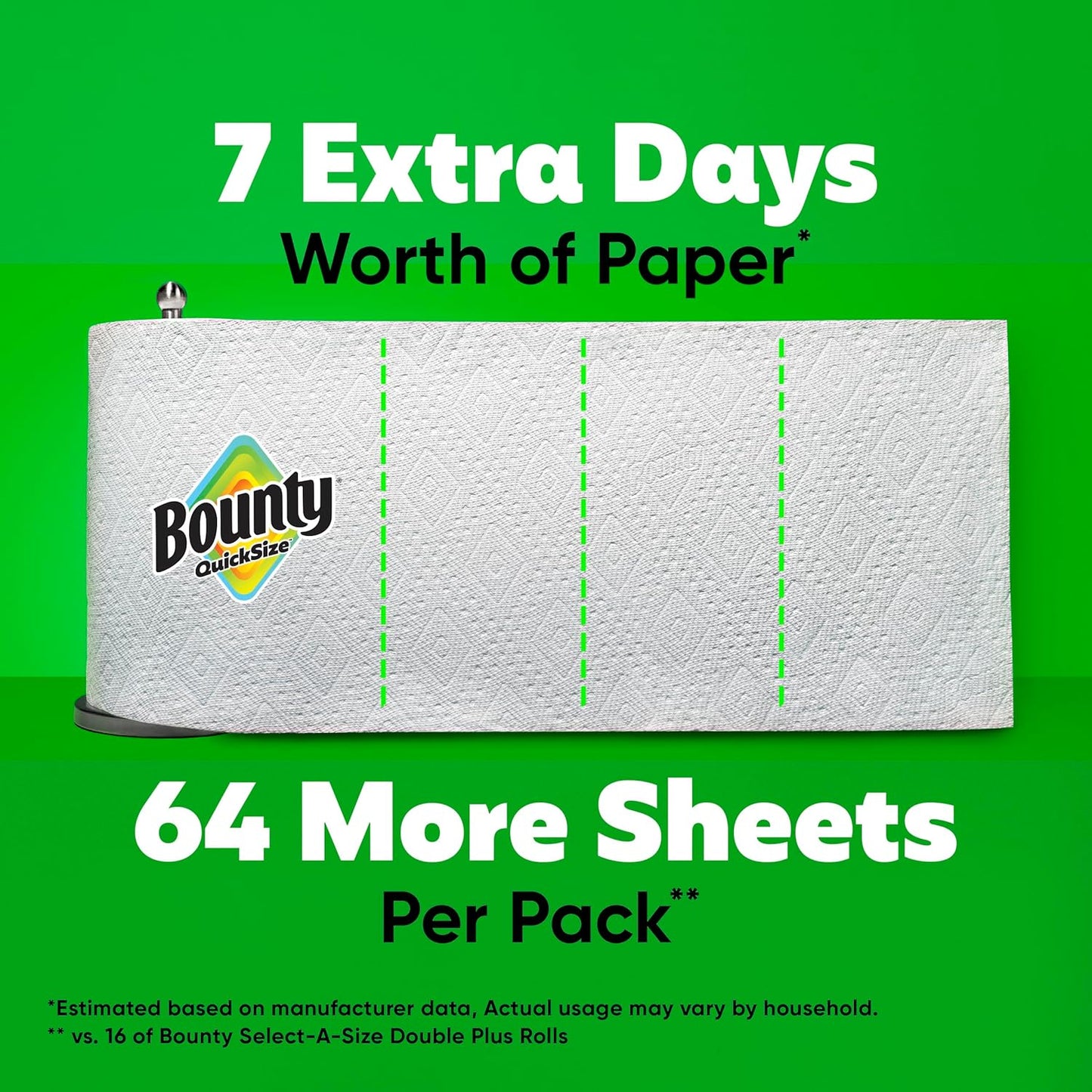 Bounty Quick-Size Paper Towels, White, 12 Family Rolls = 30 Regular Rolls