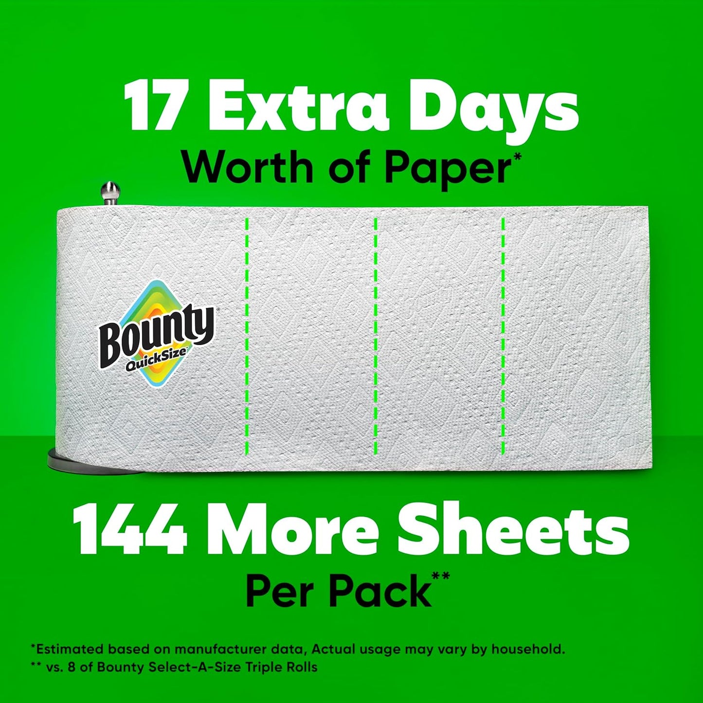 Bounty Quick-Size Paper Towels, White, 12 Family Rolls = 30 Regular Rolls
