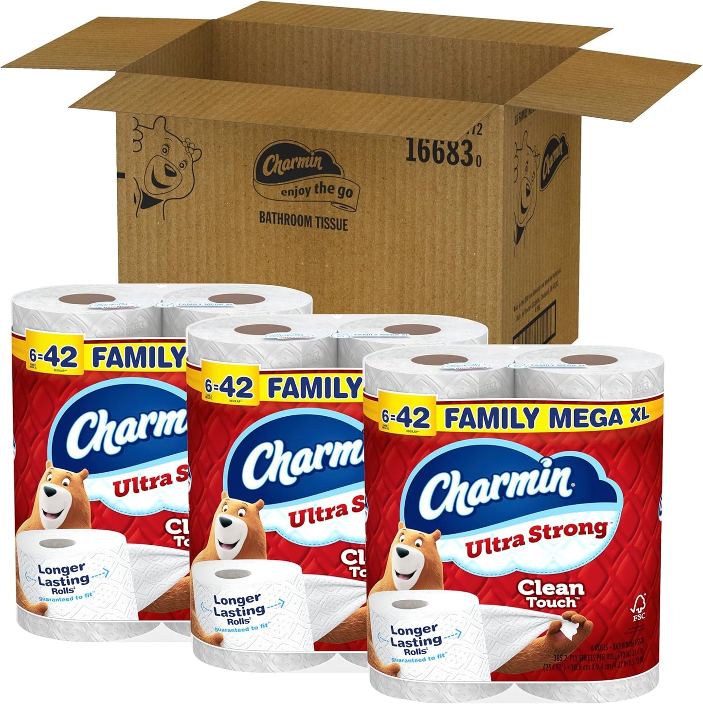 Charmin Ultra Strong Clean Touch Toilet Paper, 18 Family Mega Rolls = 90 Regular Rolls