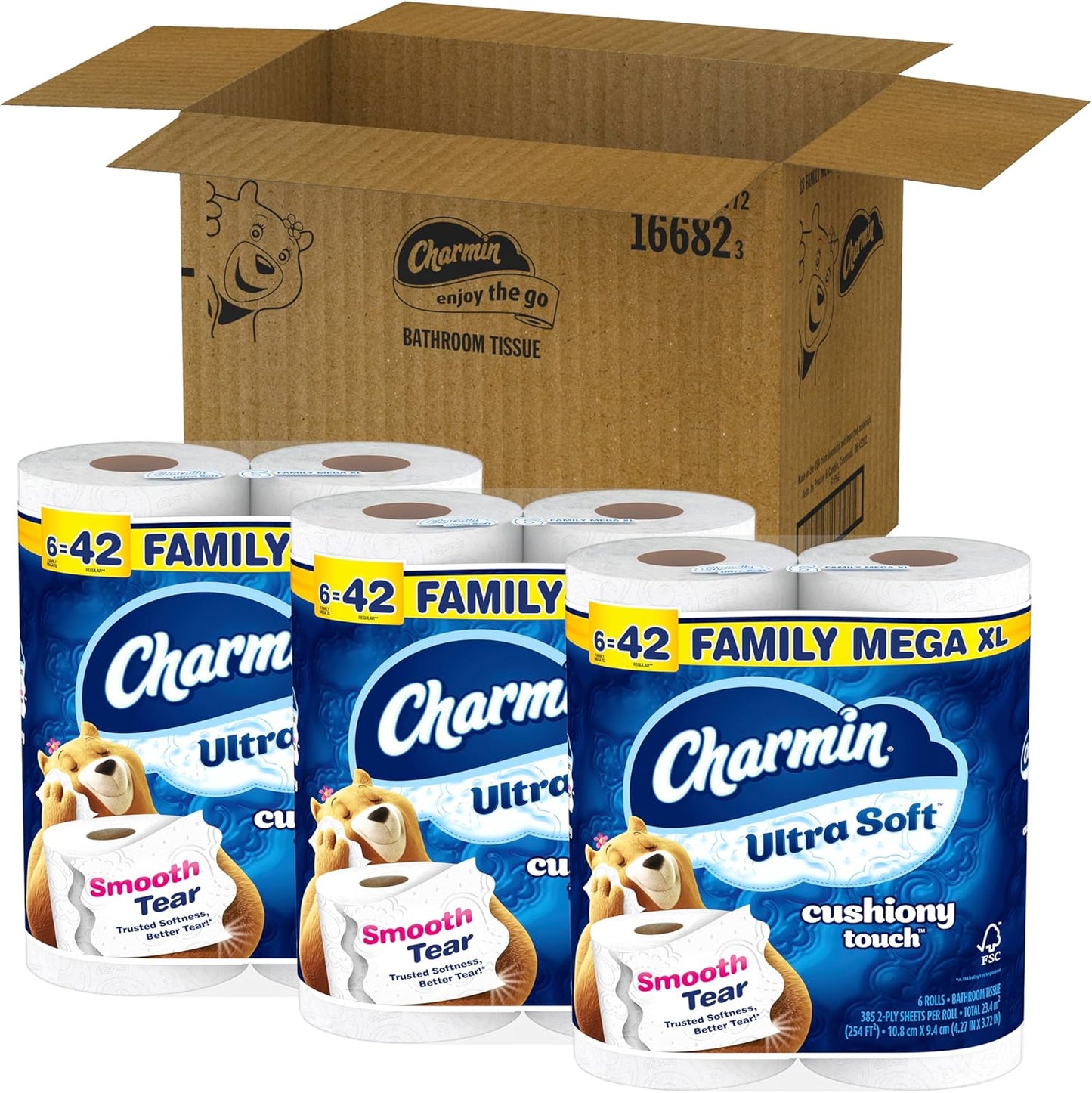 Charmin Ultra Soft Cushiony Touch Toilet Paper, 24 Family Mega Rolls = 123 Regular Rolls