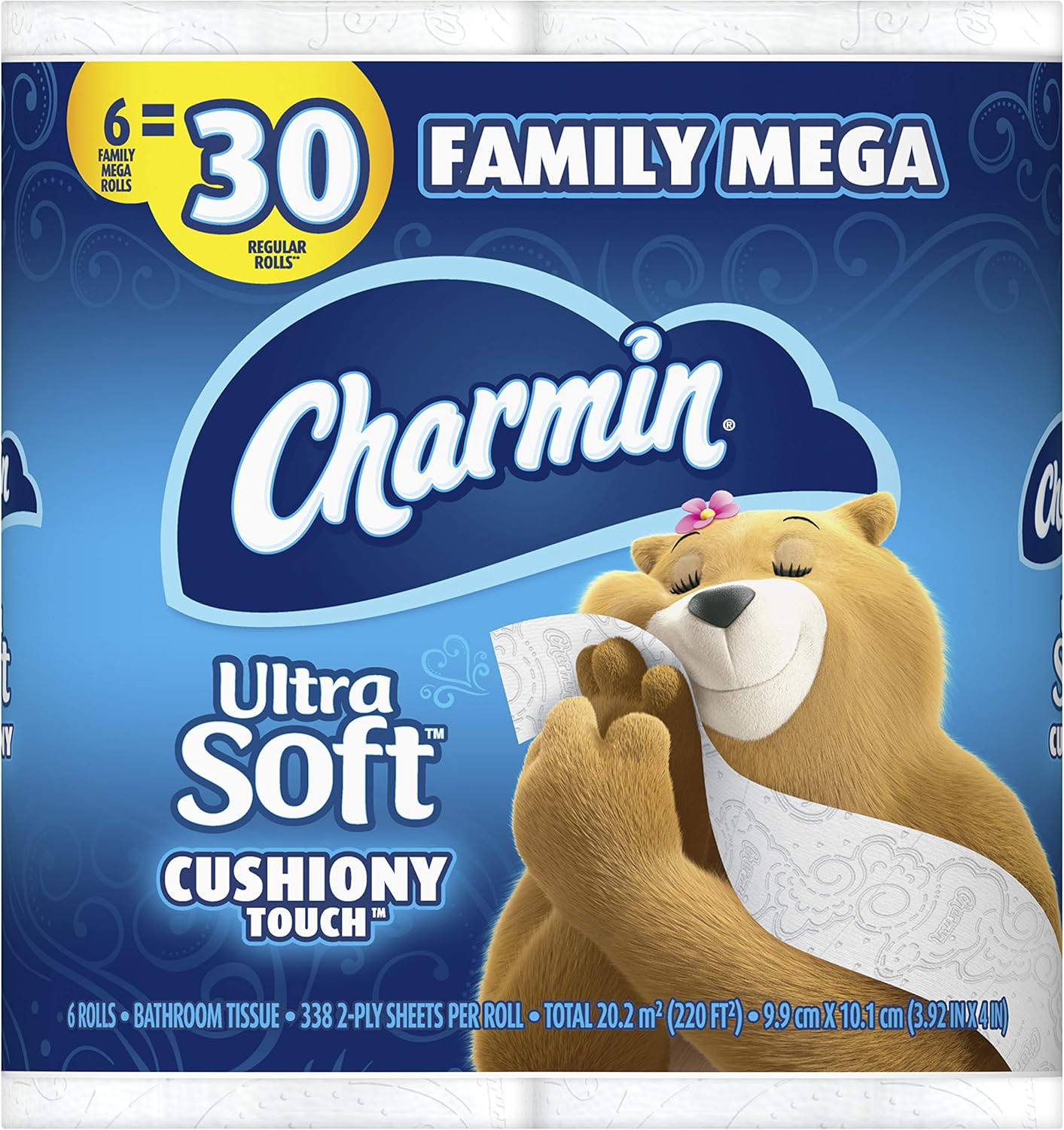 Charmin Ultra Soft Cushiony Touch Toilet Paper, 24 Family Mega Rolls = 123 Regular Rolls
